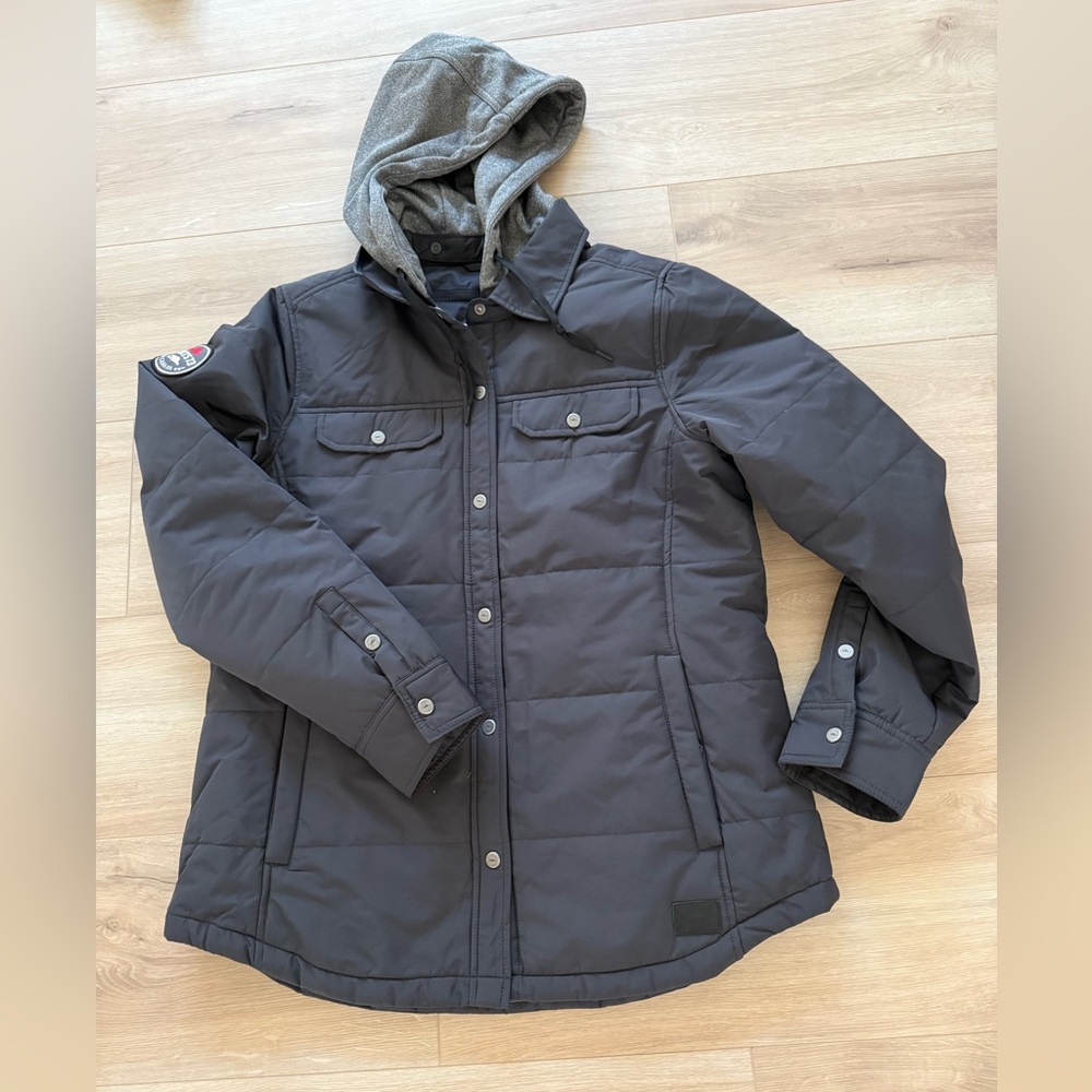 Roots Black Puffer Jacket with Gray Hood